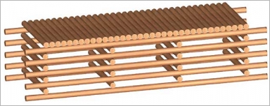 Fig. 33 -  Platelage avec rondins entiers disposés côte à côte.