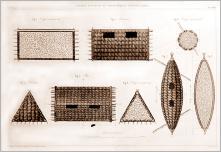 Fig. 6 - Gabions coniques et prismatiques triangulaires en osier remplis avec des graviers (Defontaine 1833).